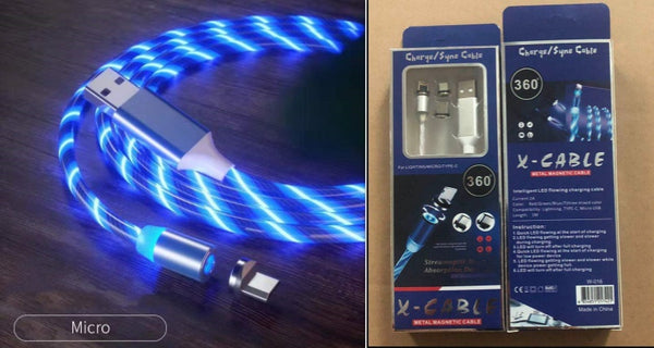 كابل شحن مغناطيسي، كابل شحن سريع، كابل إضاءة Micro USB، شاحن مغناطيسي LED، كابل Type-C